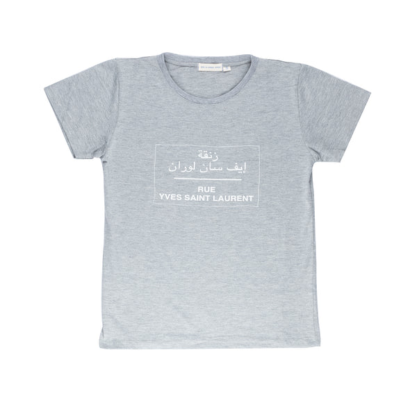 Rue YSL  Women's  Round Neck T Shirt- Gray
