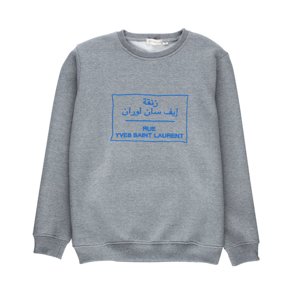 Rue YSL Embroidered Adult Sweatshirt - Gray